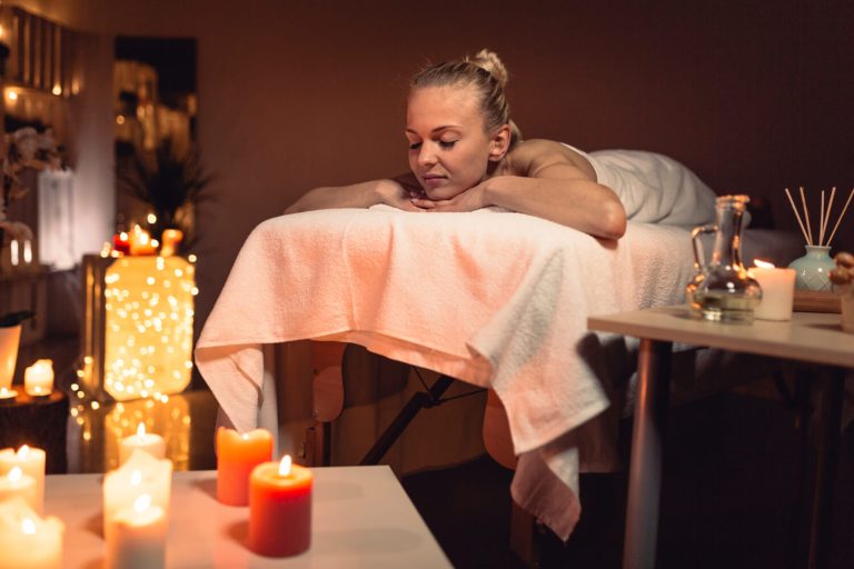 Relaxing deep body massage therapy session in Dubai spa.